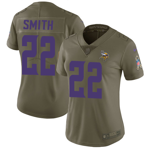 Nike Vikings #22 Harrison Smith Olive Women's Stitched NFL Limited Salute to Service Jersey